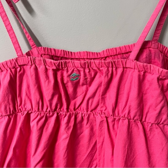 y2k billabong embroidered pink tie straps summer cotton dress sz large - Picture 8 of 10